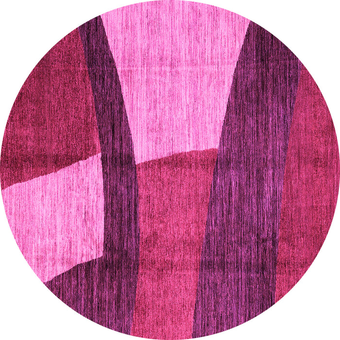 Round Machine Washable Abstract Pink Modern Rug, wshabs3326pnk