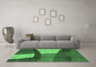 Machine Washable Abstract Emerald Green Modern Area Rugs in a Living Room,, wshabs3326emgrn