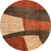 Round Abstract Red Modern Rug, abs3326