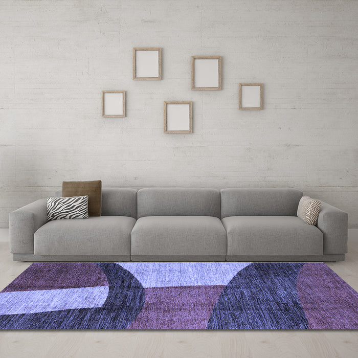 Machine Washable Abstract Blue Modern Rug in a Living Room, wshabs3326blu