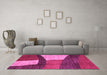 Machine Washable Abstract Pink Modern Rug in a Living Room, wshabs3326pnk