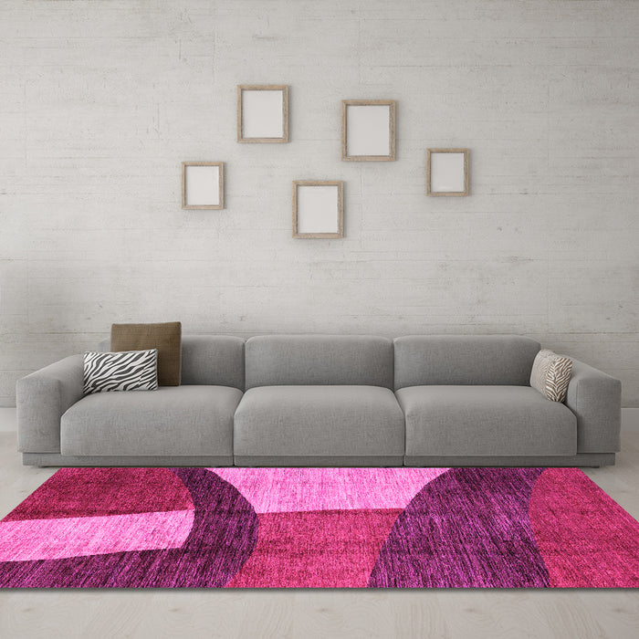 Machine Washable Abstract Pink Modern Rug in a Living Room, wshabs3326pnk