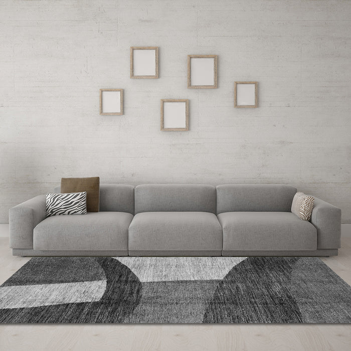 Machine Washable Abstract Gray Modern Rug in a Living Room,, wshabs3326gry