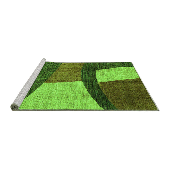 Sideview of Machine Washable Abstract Green Modern Area Rugs, wshabs3326grn
