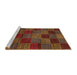 Sideview of Machine Washable Abstract Saffron Red Rug, wshabs3327