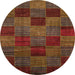 Round Machine Washable Abstract Saffron Red Rug, wshabs3327