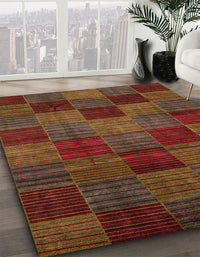 Abstract Saffron Red Checkered Rug, abs3327