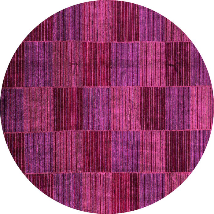 Round Machine Washable Checkered Pink Modern Rug, wshabs3327pnk