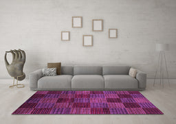Machine Washable Checkered Purple Modern Area Rugs in a Living Room, wshabs3327pur