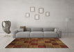 Machine Washable Checkered Brown Modern Rug in a Living Room,, wshabs3327brn