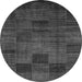 Round Machine Washable Checkered Gray Modern Rug, wshabs3327gry