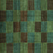 Square Checkered Turquoise Modern Rug, abs3327turq