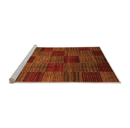 Sideview of Machine Washable Checkered Orange Modern Area Rugs, wshabs3327org