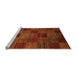 Sideview of Machine Washable Checkered Orange Modern Area Rugs, wshabs3327org
