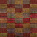 Square Abstract Saffron Red Checkered Rug, abs3327