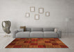 Machine Washable Checkered Orange Modern Area Rugs in a Living Room, wshabs3327org
