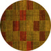 Round Checkered Yellow Modern Rug, abs3327yw