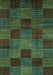 Machine Washable Checkered Turquoise Modern Area Rugs, wshabs3327turq
