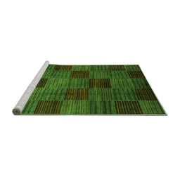 Sideview of Machine Washable Checkered Green Modern Area Rugs, wshabs3327grn