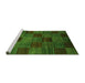Sideview of Machine Washable Checkered Green Modern Area Rugs, wshabs3327grn