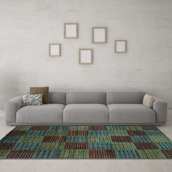 Machine Washable Checkered Light Blue Modern Rug in a Living Room, wshabs3327lblu