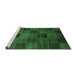 Sideview of Machine Washable Checkered Emerald Green Modern Area Rugs, wshabs3327emgrn