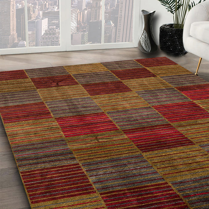 Machine Washable Abstract Saffron Red Rug in a Family Room, wshabs3327