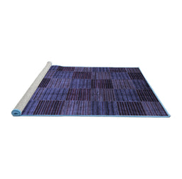 Sideview of Machine Washable Checkered Blue Modern Rug, wshabs3327blu