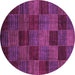 Round Checkered Purple Modern Rug, abs3327pur