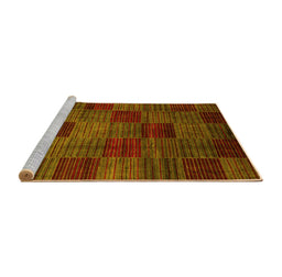 Sideview of Machine Washable Checkered Yellow Modern Rug, wshabs3327yw