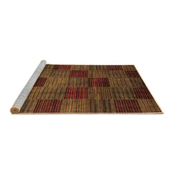 Sideview of Machine Washable Checkered Brown Modern Rug, wshabs3327brn