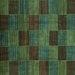 Square Machine Washable Checkered Turquoise Modern Area Rugs, wshabs3327turq