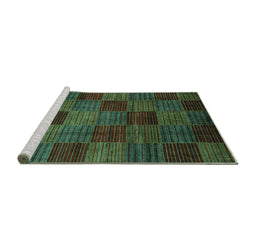 Sideview of Machine Washable Checkered Turquoise Modern Area Rugs, wshabs3327turq