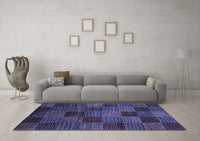 Machine Washable Checkered Blue Modern Rug, wshabs3327blu