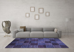 Machine Washable Checkered Blue Modern Rug in a Living Room, wshabs3327blu