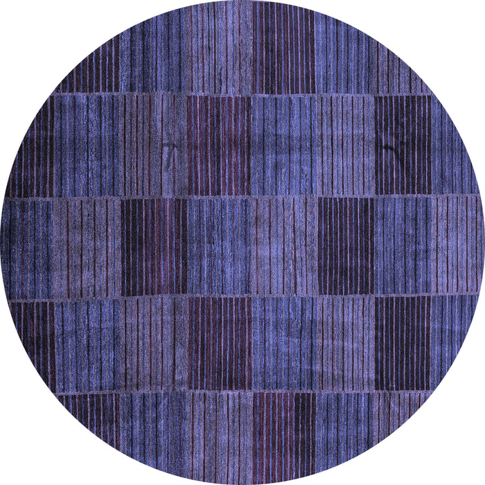 Round Machine Washable Checkered Blue Modern Rug, wshabs3327blu