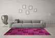Machine Washable Checkered Pink Modern Rug in a Living Room, wshabs3327pnk
