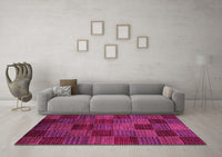 Machine Washable Checkered Pink Modern Rug, wshabs3327pnk