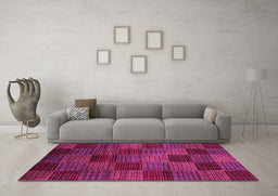Machine Washable Checkered Pink Modern Rug in a Living Room, wshabs3327pnk