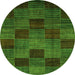 Round Checkered Green Modern Rug, abs3327grn