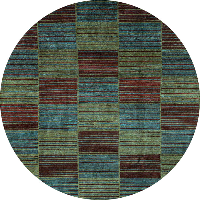 Round Machine Washable Checkered Light Blue Modern Rug, wshabs3327lblu