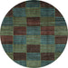 Round Checkered Light Blue Modern Rug, abs3327lblu