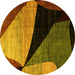 Round Oriental Yellow Modern Rug, abs3328yw