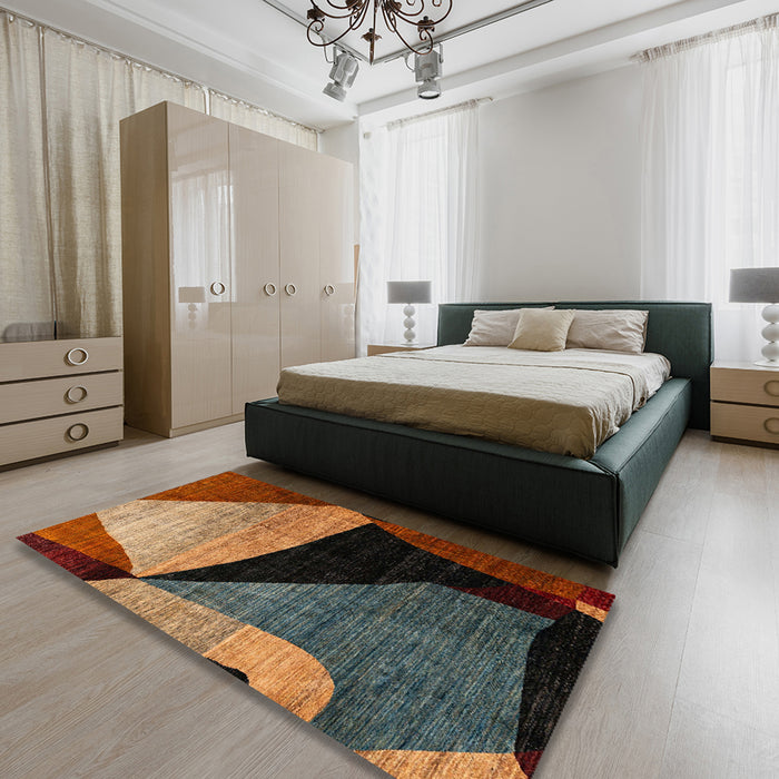 Abstract Red Oriental Rug in a Bedroom, abs3328