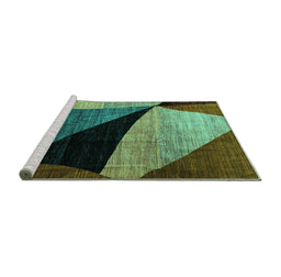 Sideview of Machine Washable Oriental Turquoise Modern Area Rugs, wshabs3328turq