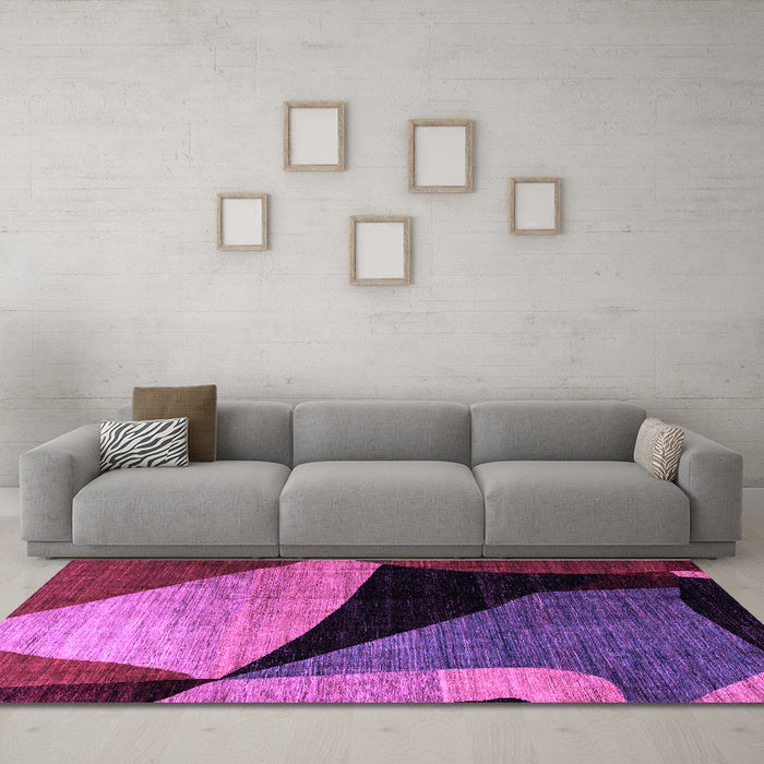 Machine Washable Oriental Purple Modern Area Rugs in a Living Room, wshabs3328pur