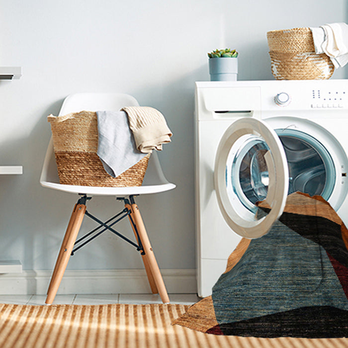 Machine Washable Abstract Vermilion Red Rug in a Washing Machine, wshabs3328