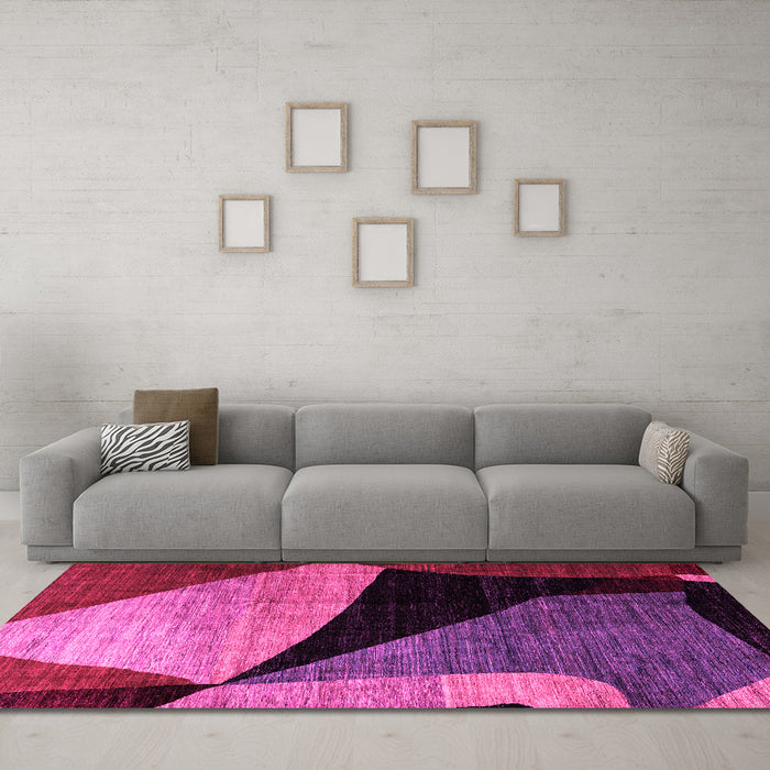 Machine Washable Oriental Pink Modern Rug in a Living Room, wshabs3328pnk