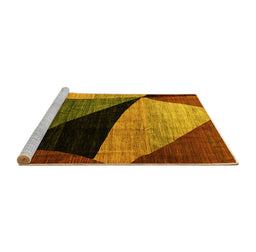 Sideview of Machine Washable Oriental Yellow Modern Rug, wshabs3328yw