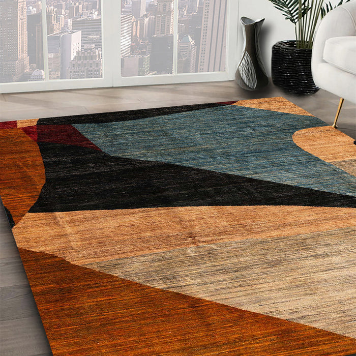 Abstract Red Oriental Rug in Family Room, abs3328